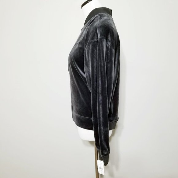 Nwt Natori Luxe Velour Bomber Track Jacket Full Zip Cozy Gray M Womens - Picture 4 of 9